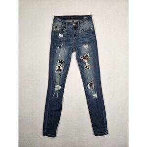 Judy Blue Distressed Skinny Jeans - Blue